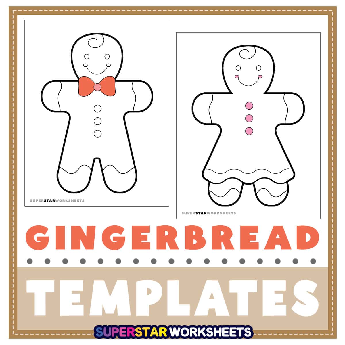 gingerbread man template (free printables) - superstar worksheets